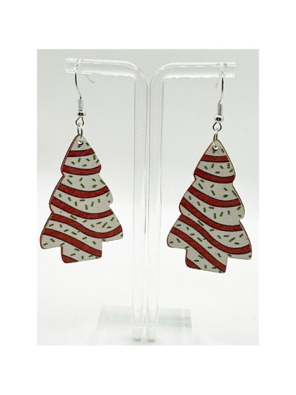 Christmas Tree Earrings "Little Debbies" Dangle Drop Retro Vintage